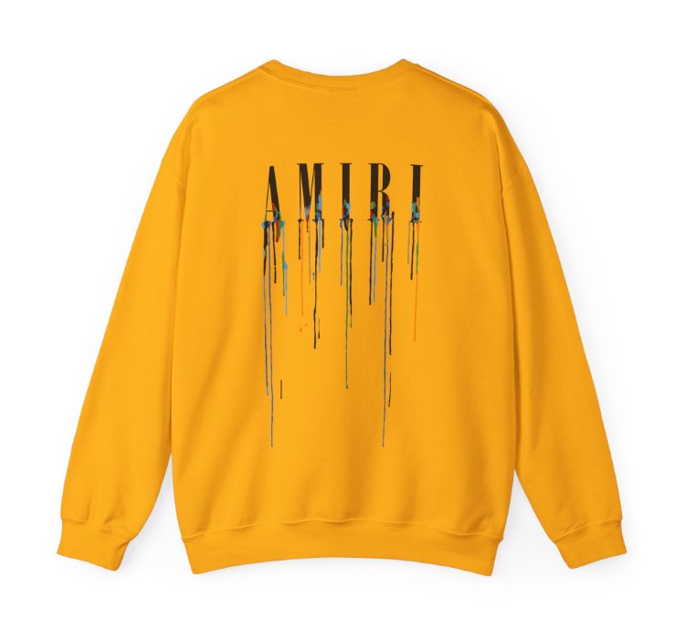 Amiri Paint Drip Gold Sweatshirt - Size Usa