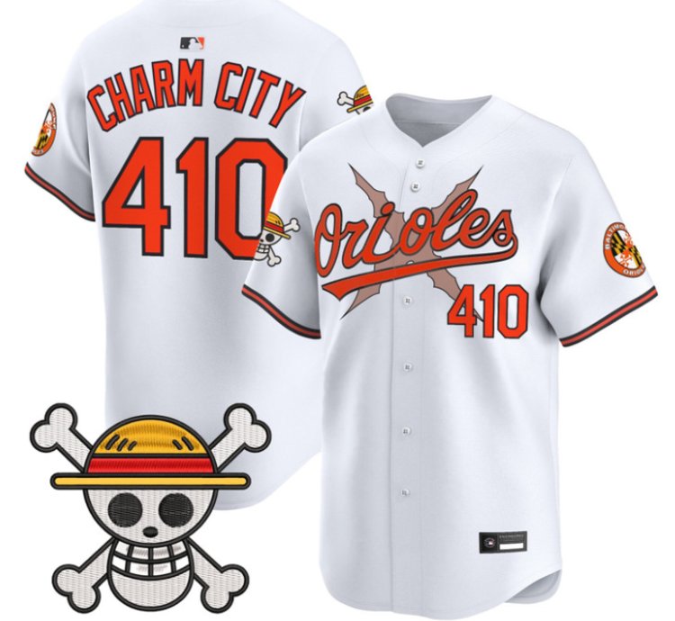 Charm City Jersey 410 Baltimore Orioles One Piece Premier Stitched White