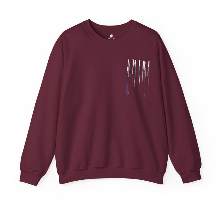 Amiri Paint Drip Maroon Sweatshirt - Size Usa