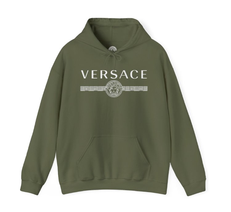 Versace Lineas Military Green Hoodie - Size Usa