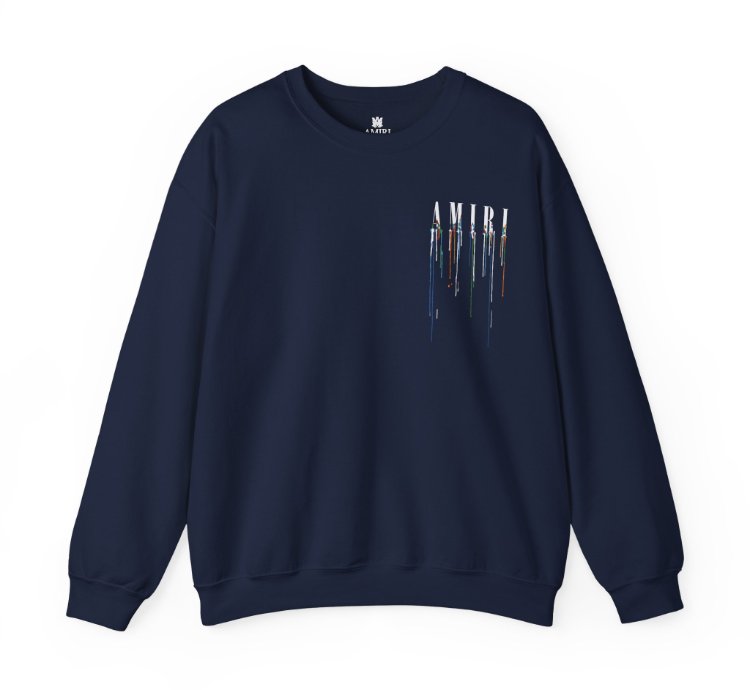 Amiri Paint Drip Navy Sweatshirt - Size Usa