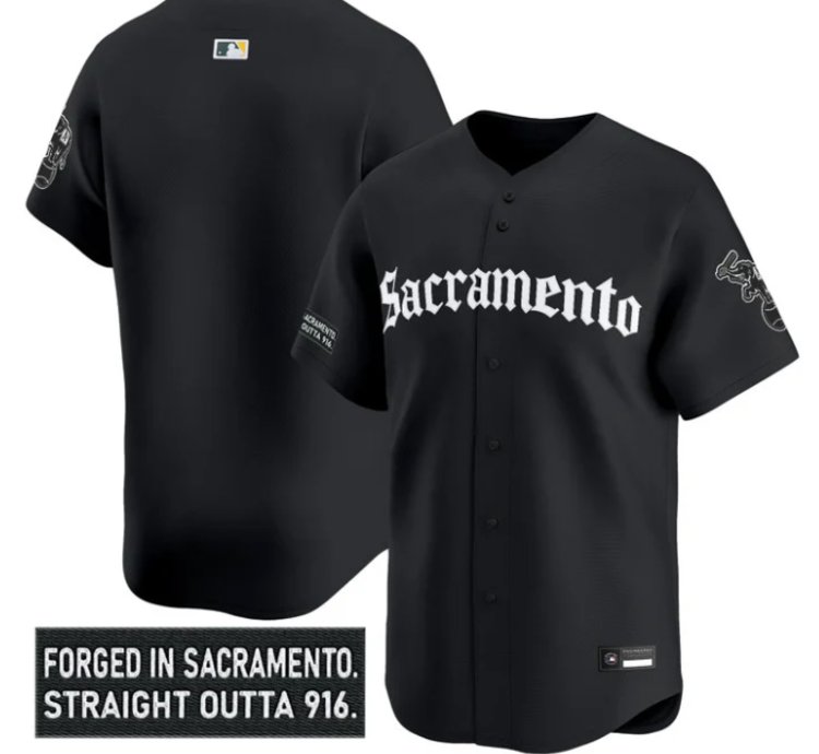 Team Jersey Blank Athletics Sacramento Gothic Edition Stitched Black