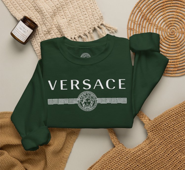 Versace Lineas Forest Green Sweatshirt - Size Usa