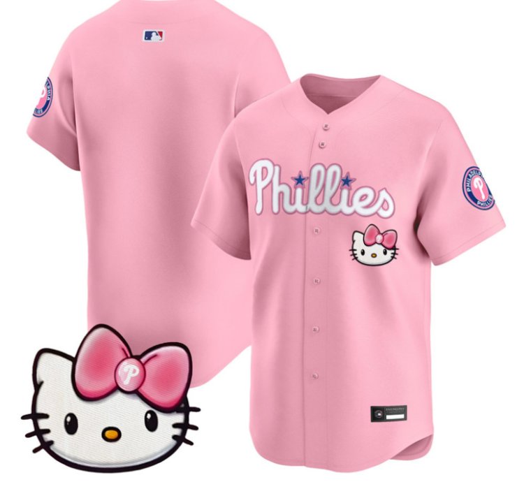 Team Jersey Blank Philadelphia Phillies Hello Kitty Stitched Pink
