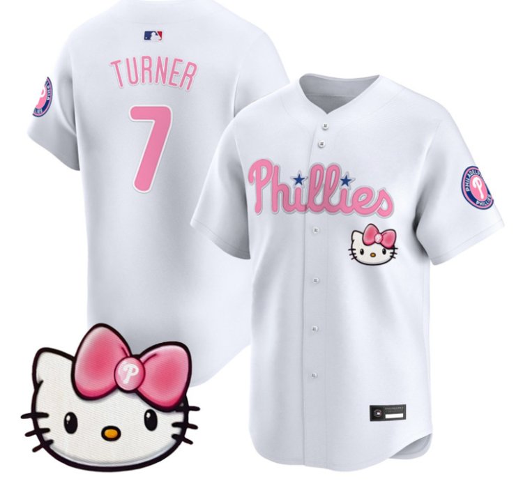 Trea Turner Jersey 7 Philadelphia Phillies Hello Kitty Stitched White