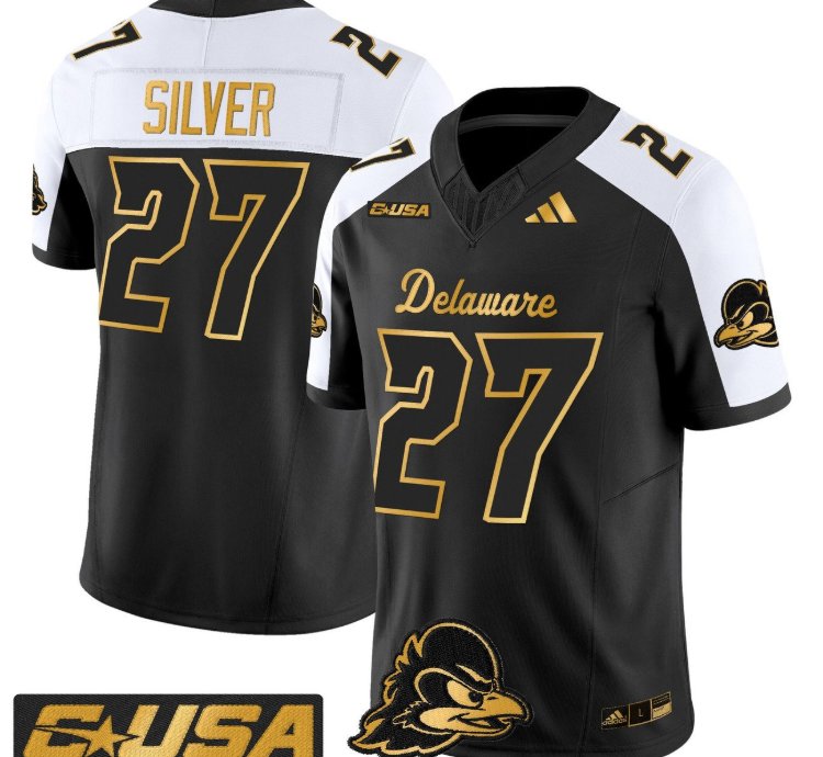 Jo Silver Jersey 27 Delaware Blue Hens 2025 Gold Vapor Stitched Alternate