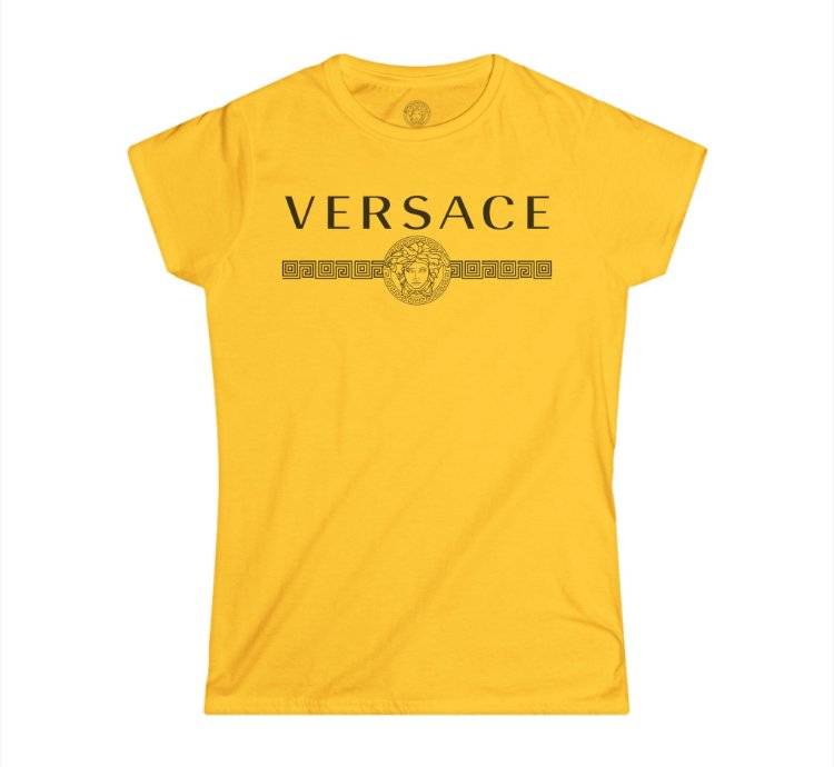 Versace Lineas Womens Gold T-shirt - Size Usa