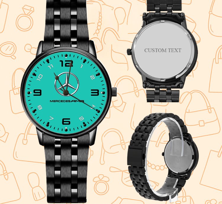 Mercedes Amg Turquoise Watch Black Stainless Steel Mens Wrist Watch