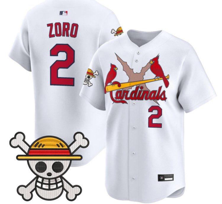 Zoro Jersey 2 St Louis Cardinals One Piece Premier Limited Stitched White
