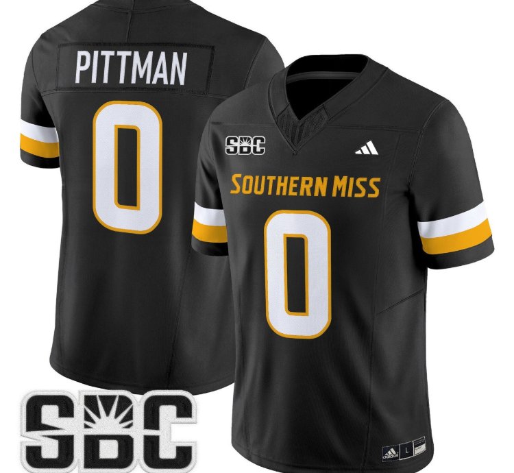 Jeffery Pittman Jersey 0 Southern Miss Golden Eagles 2025 Stitched Black