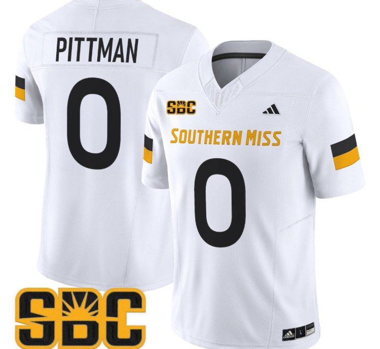 Jeffery Pittman Jersey 0 Southern Miss Golden Eagles 2025 Stitched White