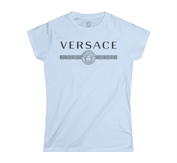 Versace Lineas Womens Light Blue T-shirt - Size Usa
