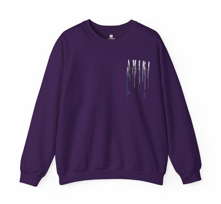 Amiri Paint Drip Purple Sweatshirt - Size Usa