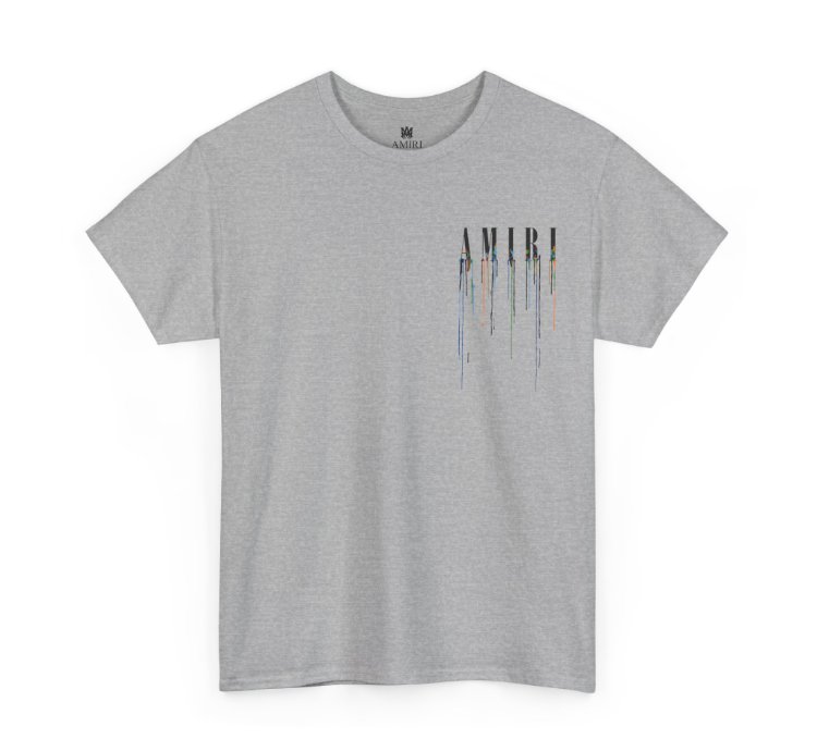 Amiri Paint Drip Grey T-shirt - Size Usa