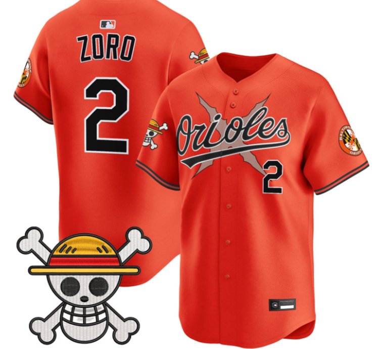 Zoro Jersey 2 Baltimore Orioles One Piece Premier Stitched Orange