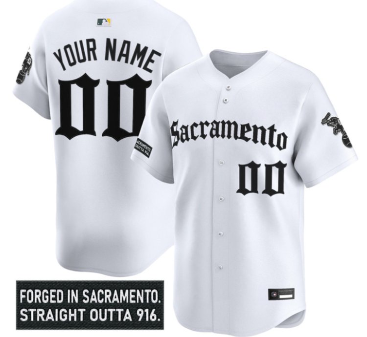 Custom Athletics Jersey Name Number Sacramento Gothic Edition Stitched White