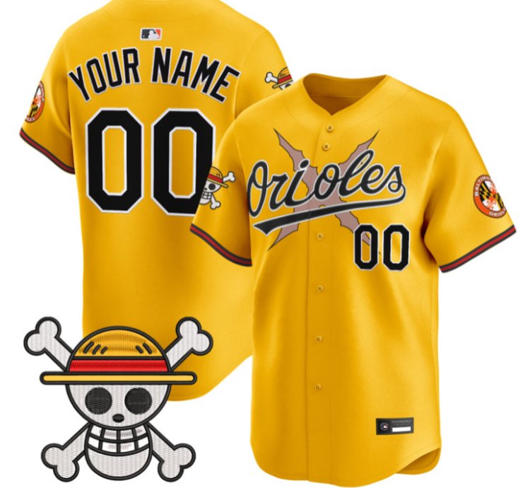 Custom Baltimore Orioles Jersey Name Number One Piece Premier Stitched Gold