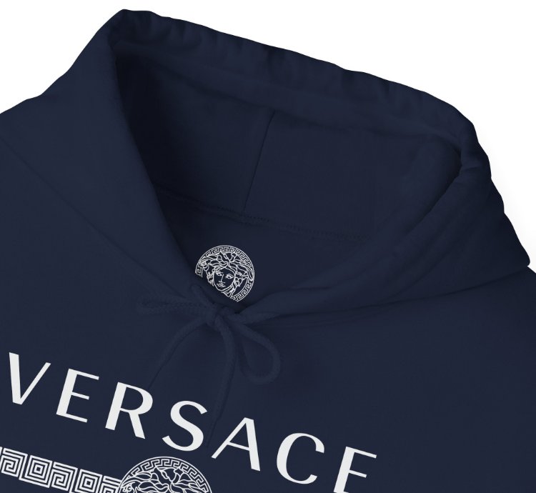 Versace Lineas Navy Hoodie - Size Usa