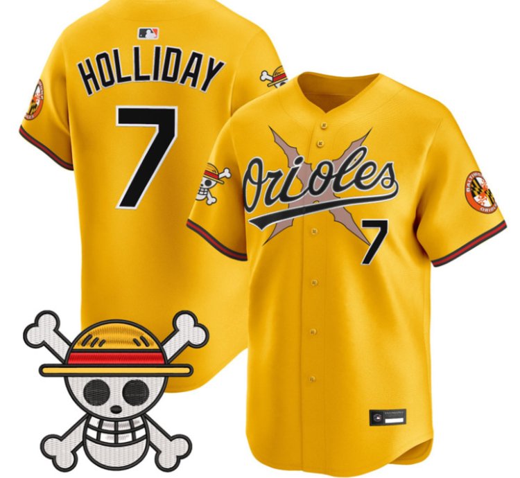 Jackson Holliday Jersey 7 Baltimore Orioles One Piece Premier Stitched Gold