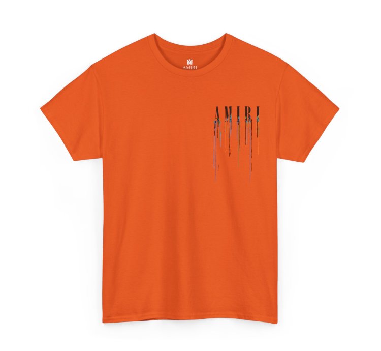 Amiri Paint Drip Orange T-shirt - Size Usa