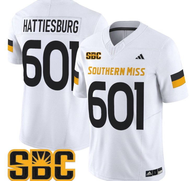 Hattiesburg Jersey 601 Southern Miss Golden Eagles 2025 Stitched White