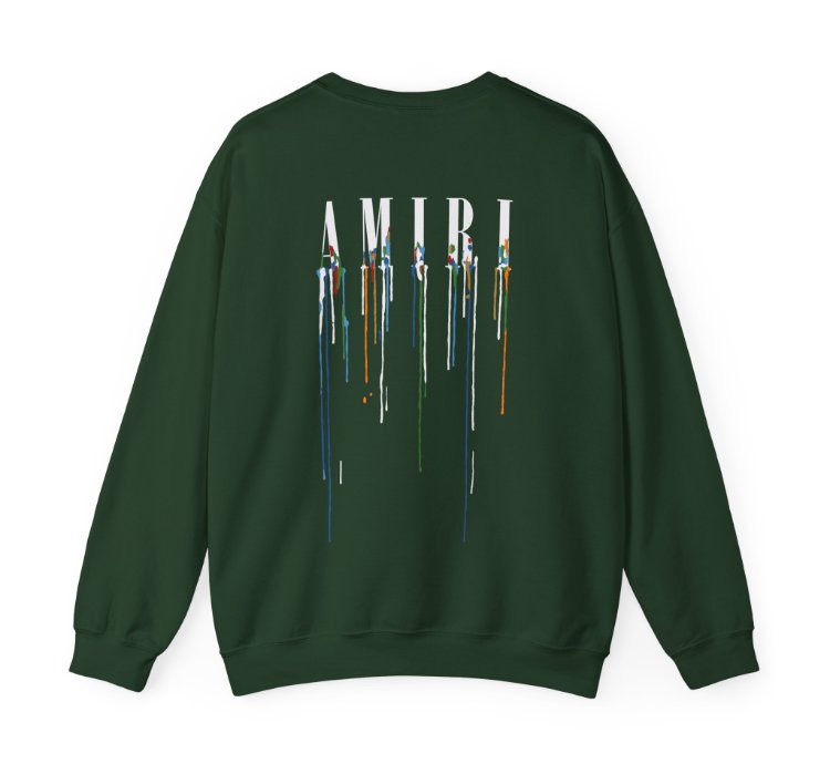 Amiri Paint Drip Forest Green Sweatshirt - Size Usa