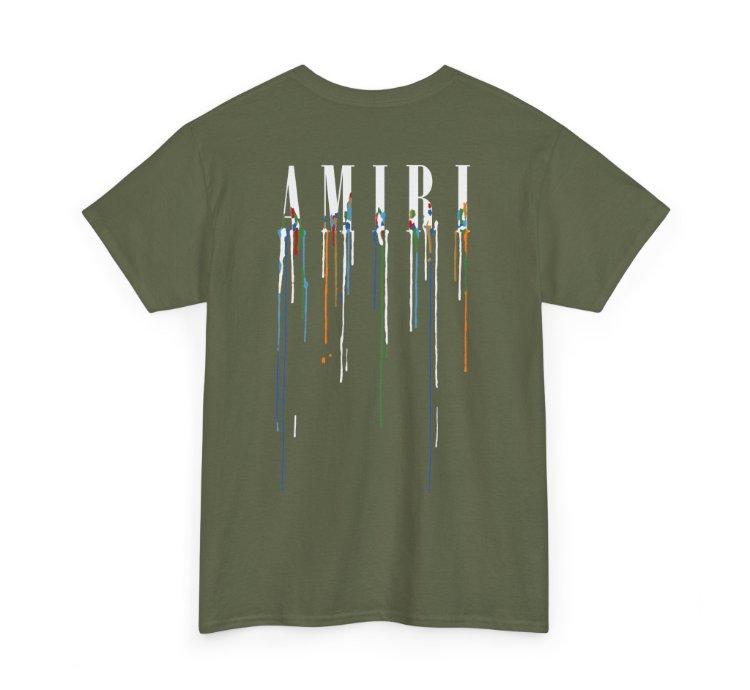 Amiri Paint Drip Military Green T-shirt - Size Usa