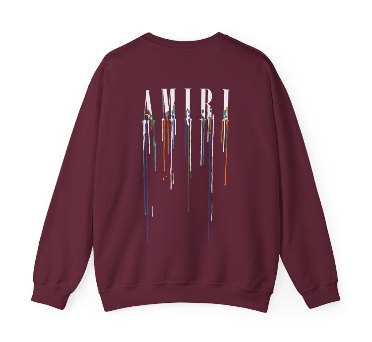 Amiri Paint Drip Maroon Sweatshirt - Size Usa