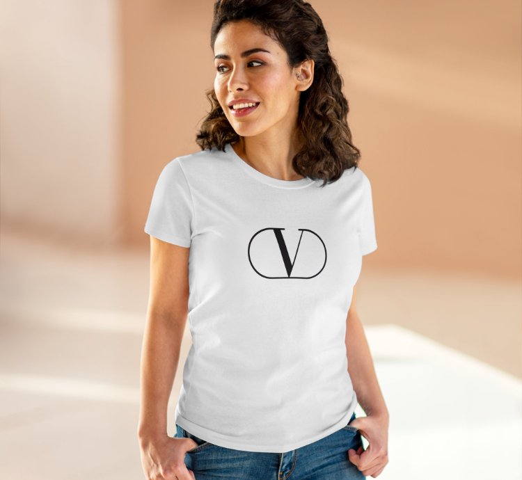 Valentino V Logo Print White Women Tee