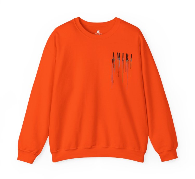 Amiri Paint Drip Orange Sweatshirt - Size Usa