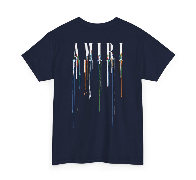 Amiri Paint Drip Navy T-shirt - Size Usa