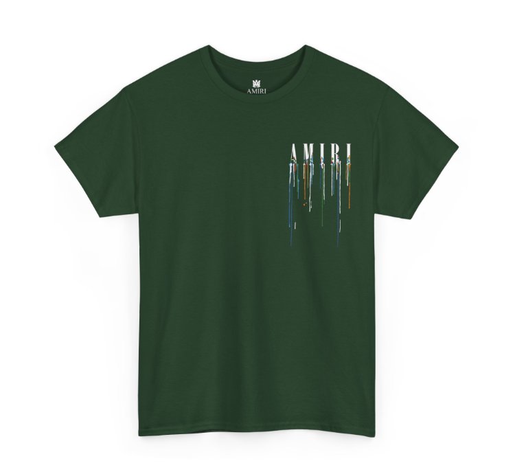 Amiri Paint Drip Forest Green T-shirt - Size Usa