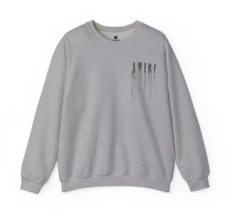 Amiri Paint Drip Grey Sweatshirt - Size Usa