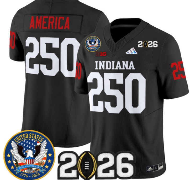 America Jersey 250 Hoosiers United States 250th Patch V2 Stitched Black