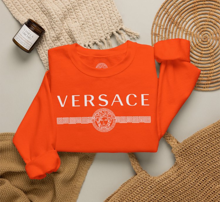 Versace Lineas Orange Sweatshirt - Size Usa