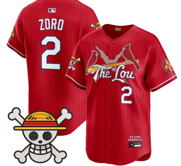Zoro Jersey 2 St Louis Cardinals One Piece Premier Limited Stitched Red