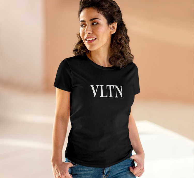 Valentino Vltn Logo Print Black Women Tee