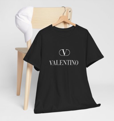 Valentino Logo Print Unisex Black Tee