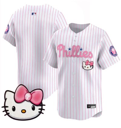 Team Jersey Blank Philadelphia Phillies Hello Kitty Stitched Pinstripe