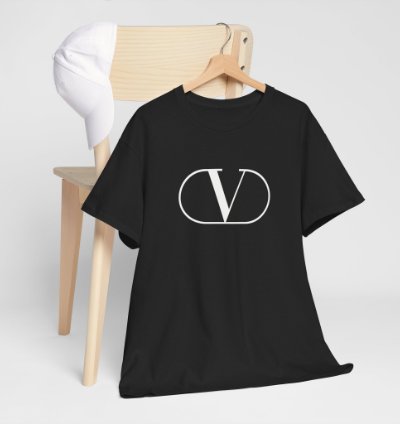Valentino V Logo Print Black Unisex Tee