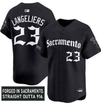 Shea Langeliers Jersey 23 Athletics Sacramento Gothic Edition Stitched Black