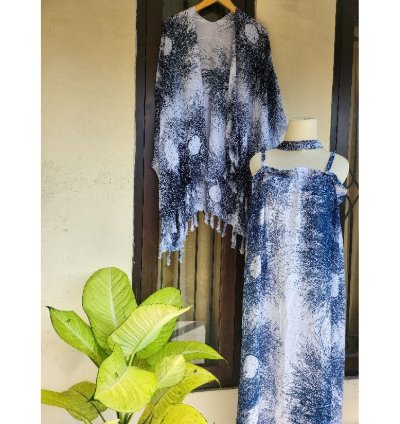 Womens Lounge Dress And Kimono Set Lightweight Summer Outfit
