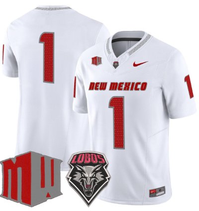 Team Jersey 1 New Mexico Lobos 2025 Vapor Limited Stitched White