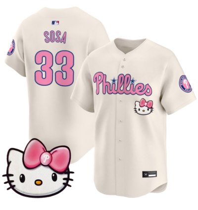 Edmundo Sosa Jersey 33 Philadelphia Phillies Hello Kitty Stitched Cream
