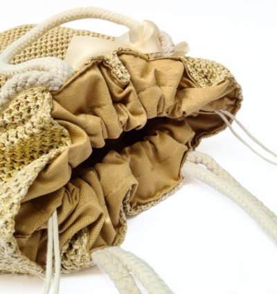 Boho Straw Tote Bag Woven Beach Handbag With Ribbon Large Summer Shoulder Bag