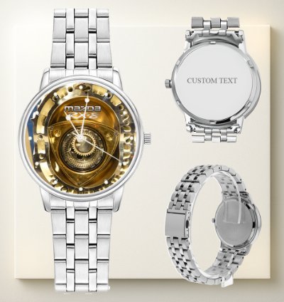 Mazda Rx8 Rotary Engine Skeleton Watch Silver Stainless Steel