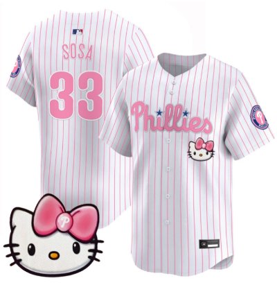 Edmundo Sosa Jersey 33 Philadelphia Phillies Hello Kitty Stitched Pinstripe