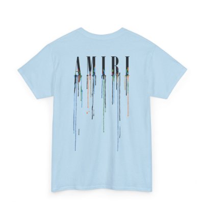 Amiri Paint Drip Light Blue T-shirt - Size Usa