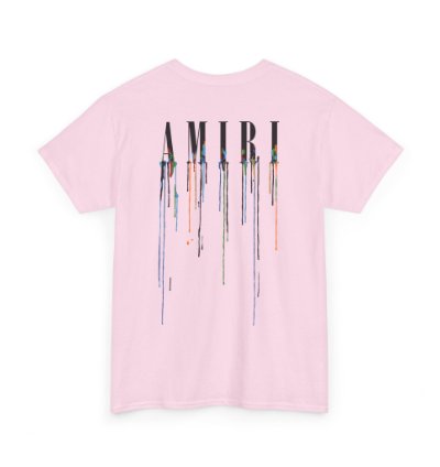 Amiri Paint Drip Light Pink T-shirt - Size Usa