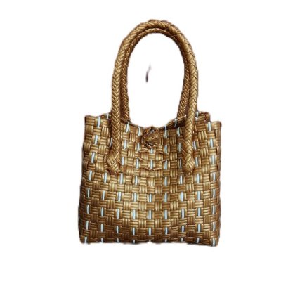 Premium Mini Jali Woven Bag Gold White